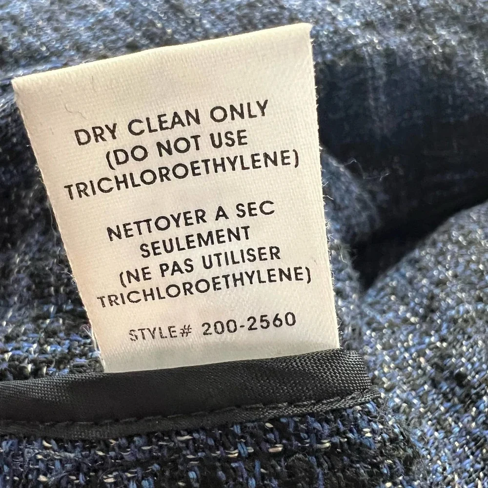 Nanette Lepore Blue Tweed Belted Asymmetrical Blazer size 10 - Picture 7 of 9